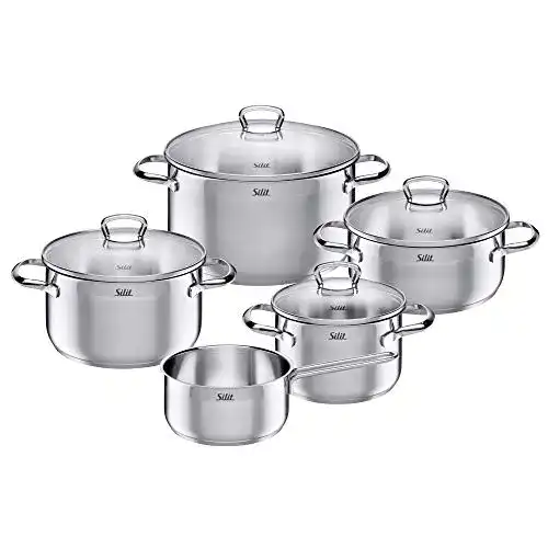 Topfset Silit Toskana Induktion 5-teilig, mit Glasdeckel, Edelstahl