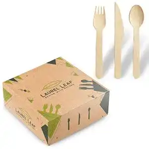 Holzbesteck Laurel Leaf Design With Nature Laurel Leaf Einwegbesteck
