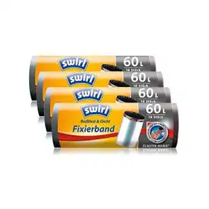 Müllbeutel Swirl Fixierband-, 60 Liter, 4 Rollen mit je 10 Beuteln