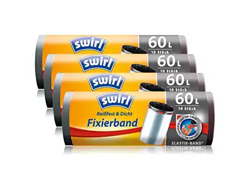 Müllbeutel Swirl Fixierband-, 60 Liter, 4 Rollen mit je 10 Beuteln