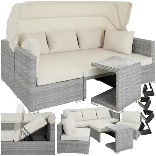 Sonneninsel TecTake 800771 Aluminium Poly Rattan Lounge Set