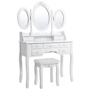 Schminktisch SONGMICS mit 3 Spiegel und Hocker, 7 Schubladen