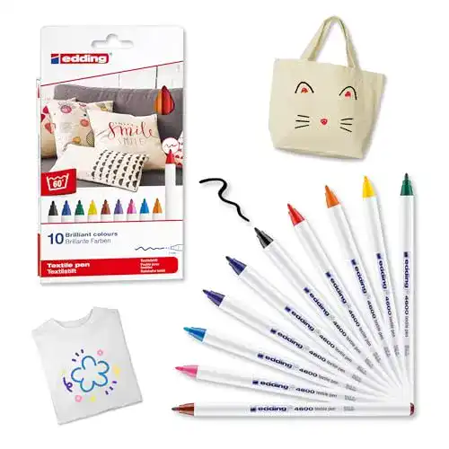 Textilstifte edding 4600 Textilstift – 10 Farben im Set (Fun)