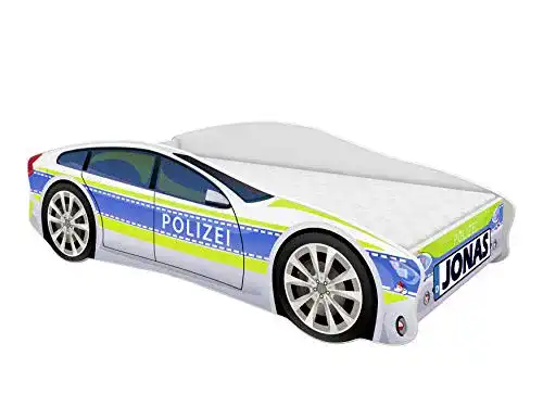 Autobett ACMA Kinderbett Auto-Bett Polizei mit Rausfallschutz
