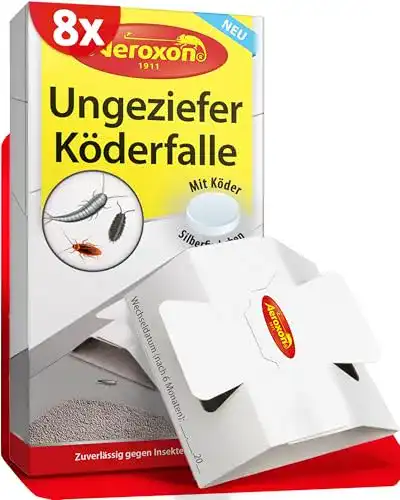 Silberfischfalle Aeroxon Ungeziefer Köder-Falle 8 Stück