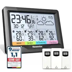 Wetterstation Newentor Funk mit 3 Außensensor Indoor Outdoor