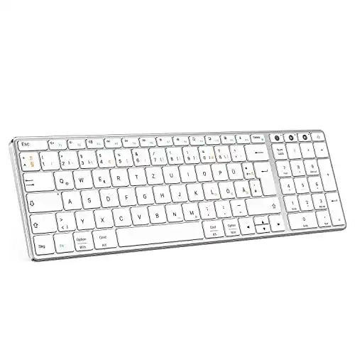Tastatur Aluminium ASHU Bluetooth Tastatur Kabellos, Dual