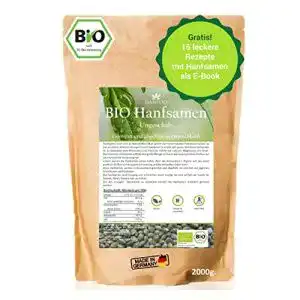 Hanfsamen ungeschält Hanfoo BIO 2kg + digitales Rezeptbuch