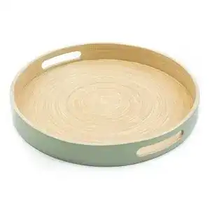 Holztablett Dehaus ® Stilvolle Handgemacht Bambus, 35cm