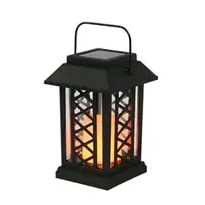 Solar-Laterne Festive Lights Schwarze Solar Laterne mit LED Kerze