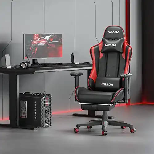 Gaming-Stuhl mit Fußstütze Hbada, ergonomischer Drehstuhl