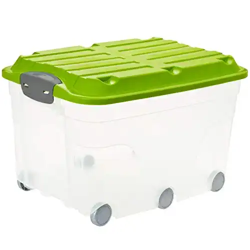 Aufbewahrungsbox Rotho Roller 6 57l mit Deckel und Rollen