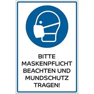 Maskenpflicht-Schild geschenke-fabrik Hinweis-Schild 300×200 mm