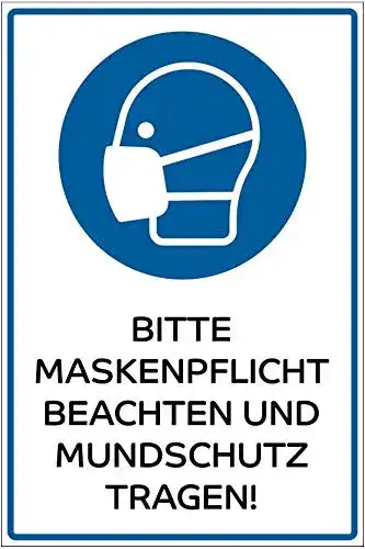 Maskenpflicht-Schild geschenke-fabrik Hinweis-Schild 300×200 mm