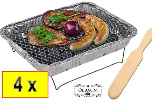 Einweggrill BTV Batovi 4 x KOMPLETT MIT 2 kg HOLZKOHLE