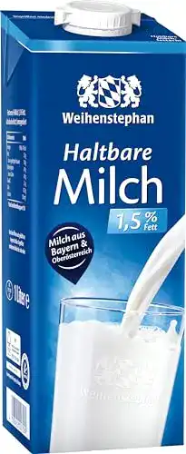 Milch Weihenstephan H- 1,5 Prozent, 12er Pack (12 x 1 l)