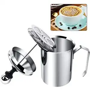 Hand-Milchaufschäumer YIJIAOYUN, Edelstahl Double Mesh