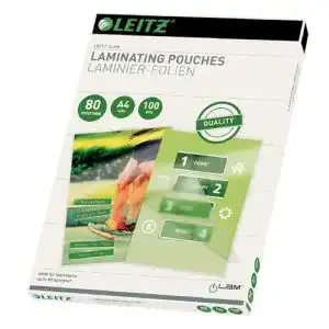 Laminierfolien Leitz Heiß, A4, 100er Pack, Glänzend, 80 mic