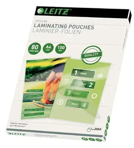 Laminierfolien Leitz Heiß, A4, 100er Pack, Glänzend, 80 mic