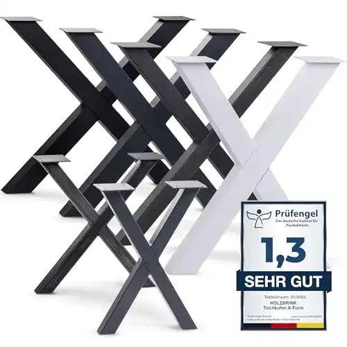 Tischbein Metall HOLZBRINK Tischkufen X-Form, Vierkantprofile