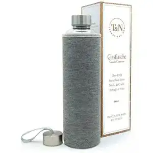 Glasflasche 1 l T&N, mit Neoprenhülle, auslaufsicher