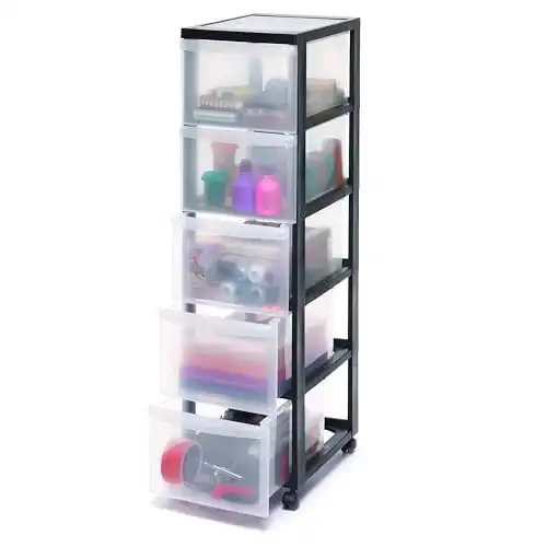 Schubladenschrank Iris Ohyama, Rollen, 5 Schubladen mit 15 L