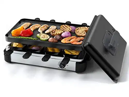Raclette Muchen Grill für 8 Personen, inkl. Wendeplatte Antihaft