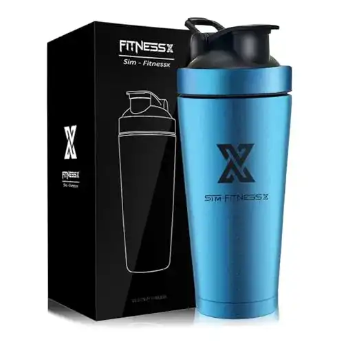 Edelstahl-Shaker X SIM FITNESSX 700ml Edelstahl mit Kugel