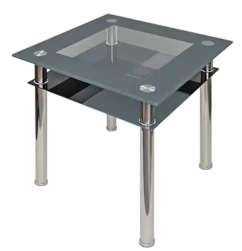 Esstisch quadratisch ts-ideen Glas Beistelltisch, Edelstahl