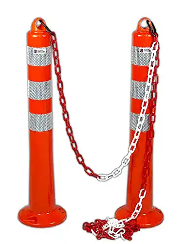 Kettenpfosten UvV 2 Stück Absperrpfosten flexibel 70cm