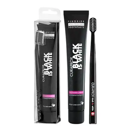 Schwarze Zahnpasta CURAPROX Black is White Set
