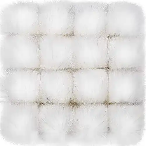 Fellbommel Tatuo 16 Stücke Kunstpelz Pom Pom Ball DIY, weiß