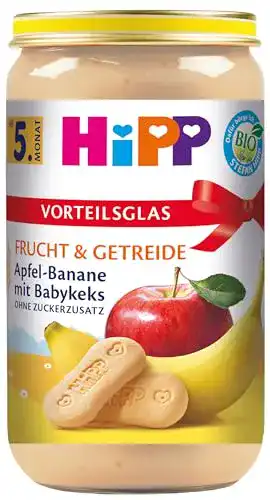 Babynahrung HiPP Apfel-Banane mit Babykeks, 6er Pack (6 x 250 g)