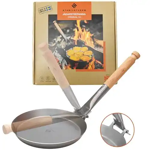Carbonstahl-Pfanne Stabilotherm Jägerpfanne mit Holz Klappgriff