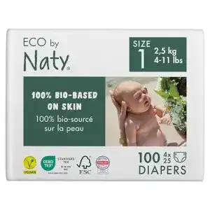Biowindeln Eco by Naty, Größe 1, 100 Windeln, 2–5 kg