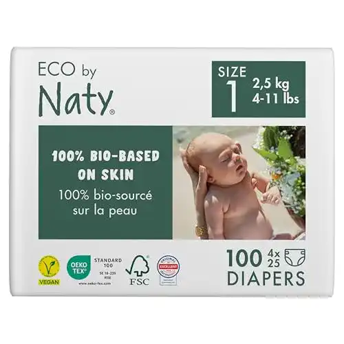 Biowindeln Eco by Naty, Größe 1, 100 Windeln, 2–5 kg