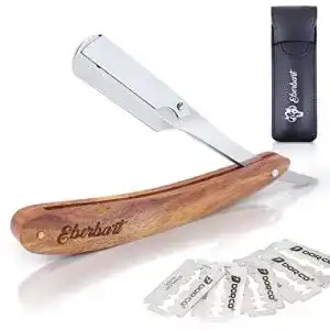 Rasiermesser Eberbart Edelstahl mit 10 Wechselklingen + Etui