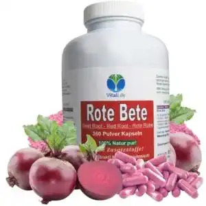 Rote-Beete-Kapseln TOPJESS Rote Beete 360 Wurzelpulver Kapseln