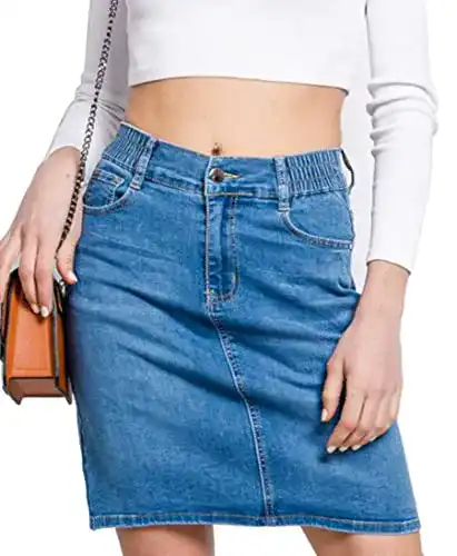 Jeansrock Van Der Rich ® Knielanger mit Elastischer Taille
