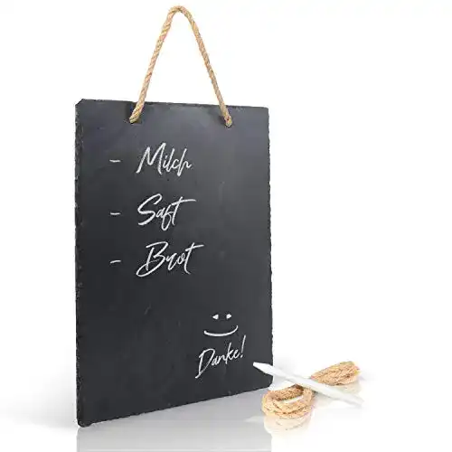 Schiefertafel Amazy (30,5 cm x 20 cm) zum Aufhängen mit Juteband