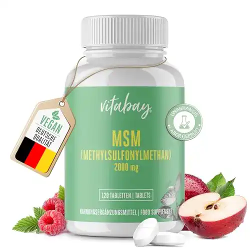 MSM-Pulver vitabay MSM 2000 mg, 120 vegane Tabletten