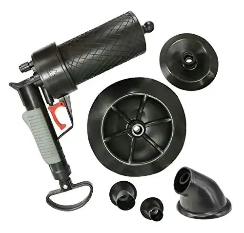 Pressluft-Rohrreiniger Saekulum Abflussreiniger + 5 Aufsätze