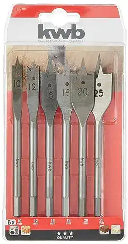 Flachfräsbohrer kwb 512490 Flachfräs Set, 6-teiliger Flach-Bohrer