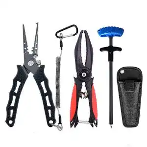Angelzange ZHENDUO Fishing Pliers Set – mit Scheide und Lanyards für Braid Line Cutter, Angelhaken-Entferner und Fischgreifer-Angelwerkzeug
