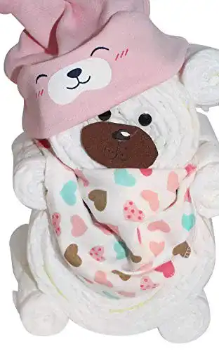 Windeltorte eyBuddy Windelgeschenk, Windelbär mit Beanie