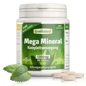 Mineraltabletten Greenfood Mega Mineral, 1300 mg, hochdosiert