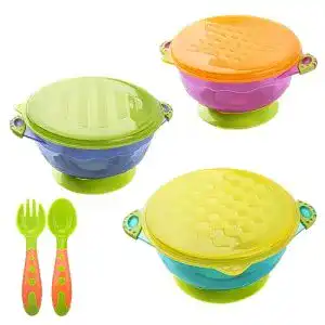 Breischalen Zooawa Baby Saugnapf mit Deckel Set, 3 Pack