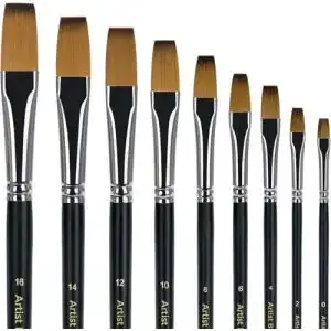 Flachpinsel Fuumuui Pinsel Set Malen, 9 Stück Professionell