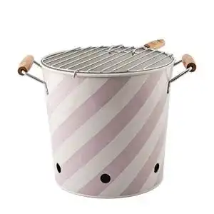 Grilleimer Bloomingville – Grill, – Stahl, Zink, Holz – D22,5xH25 cm