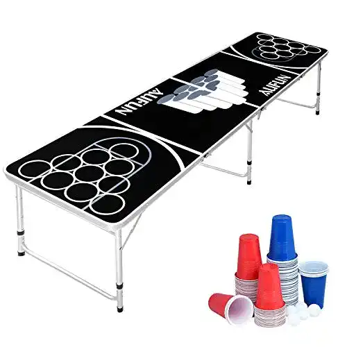Bier-Pong-Tisch Aufun Beer Pong Tisch Set inkl. 100 Becher